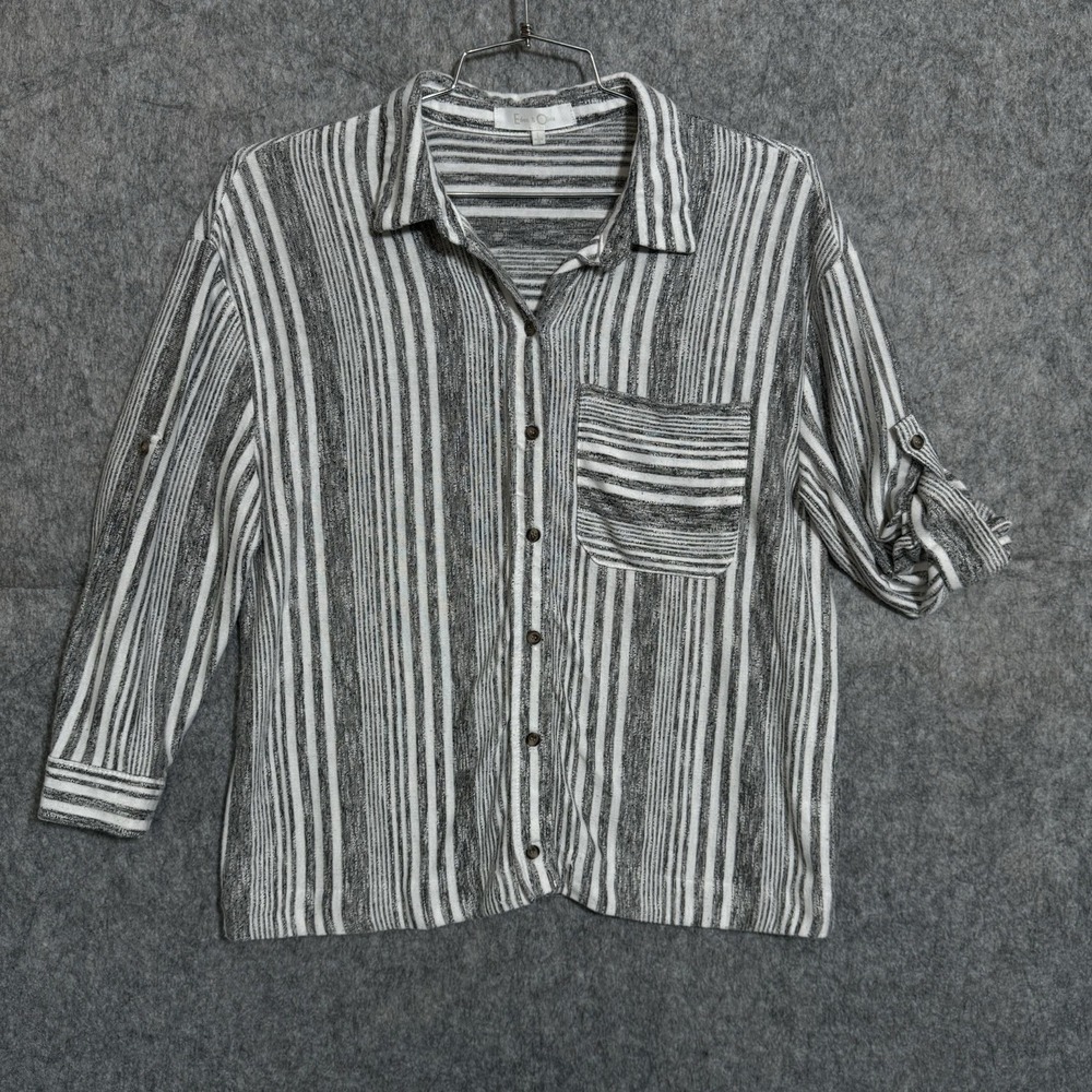 Eden & Olivia Dress Women Size‎ Large Short Grey/White Striped